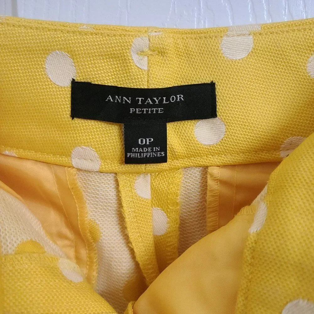 Ann Taylor Yellow White Poka Dots Shorts